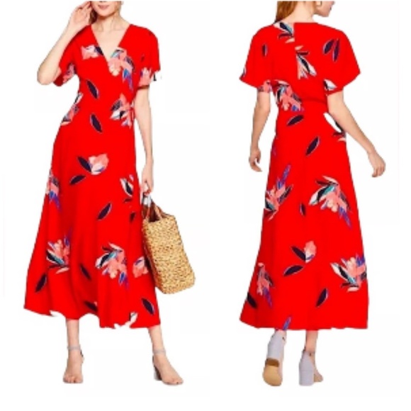 A New Day Red Floral wrap dress - Picture 2 of 7